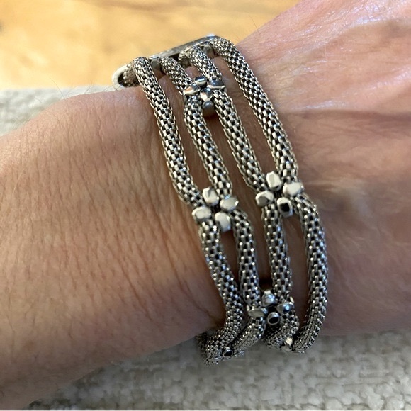 4-Strand Silver Tone Rope Bracelet - Picture 2 of 8